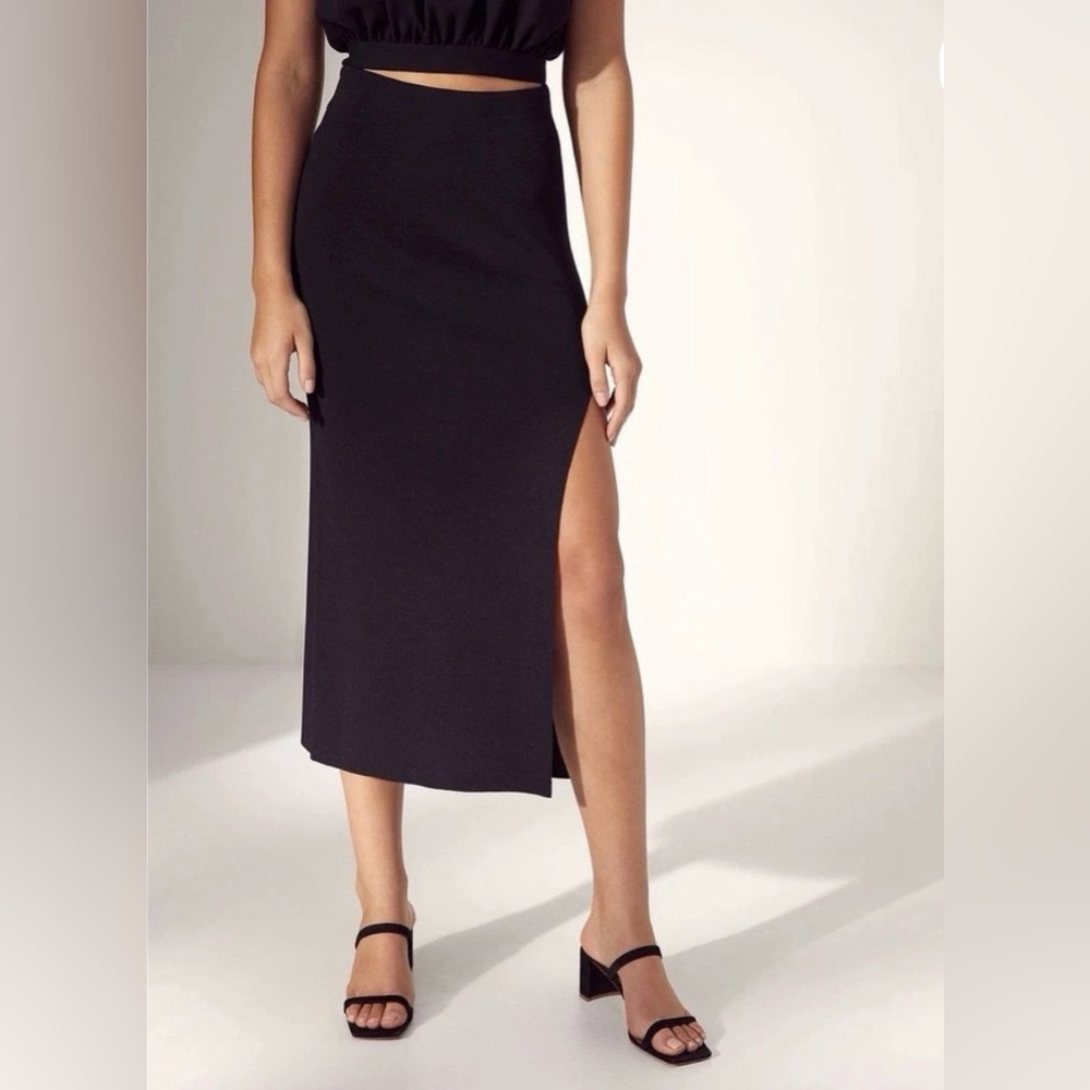 Babaton Black Slit Skirt